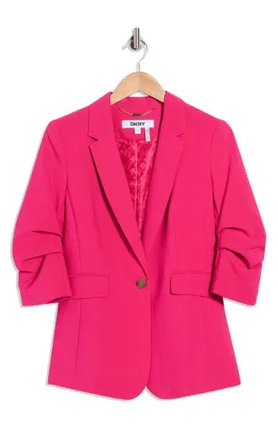 Dkny Ruched Sleeve Blazer In Pink