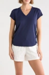 Dkny Ruched Tech T-shirt In Blue