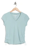 Dkny Ruched Tech T-shirt In Gray