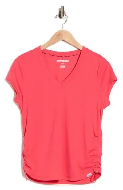 Dkny Ruched Tech T-shirt In Red
