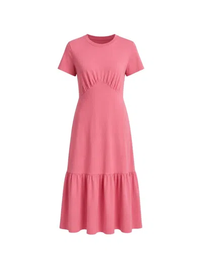 Dkny Ruched Tiered Midi Dress In Pink