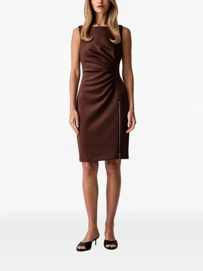 Dkny Ruched Zip-detail Mini Dress In Burgundy