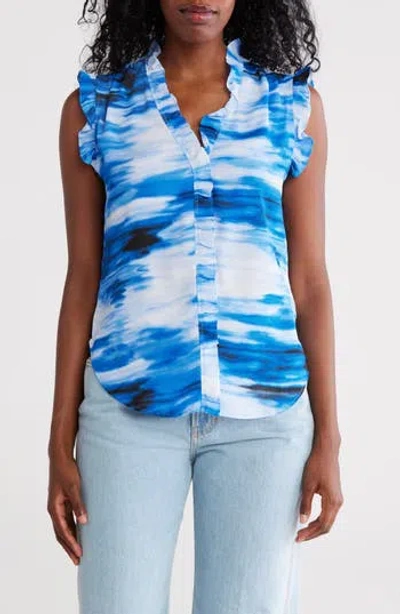 Dkny Ruffle Georgette Top In Blue