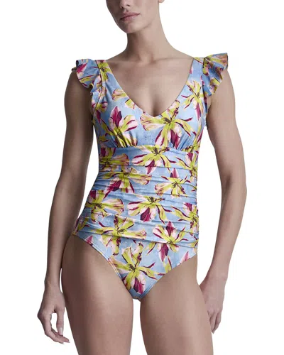 Dkny Ruffle Sleeve Swimsuit In Multi