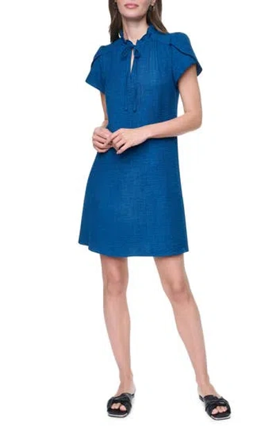 Dkny Ruffled Envelope Sleeve Shift Dress In Blue