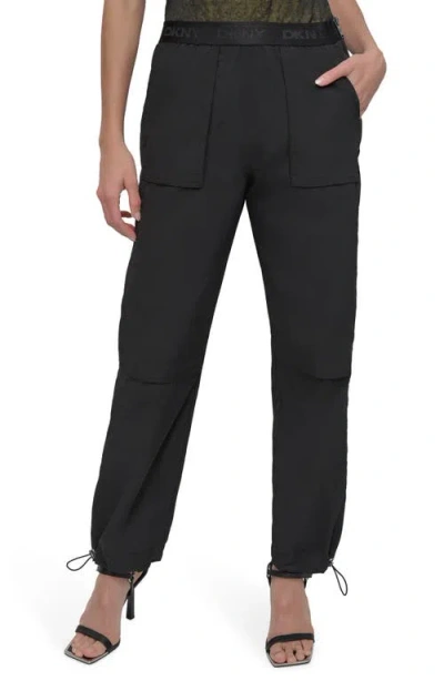 Dkny Rumple Nylon Bungee Joggers In Black
