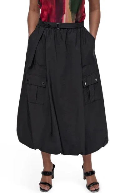 Dkny Rumpled Tech Nylon Cargo Skirt In Black