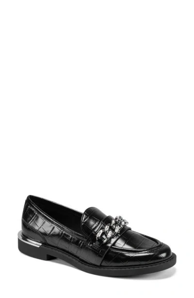 Dkny Ryleigh Chain Embossed Loafer In Black