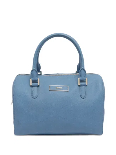 Pre-owned Dkny Saffiano Boston Structured Tote Bag In Blue