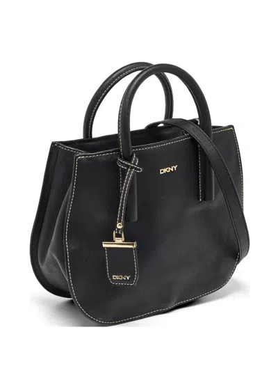 Pre-owned Dkny Saffiano Leather Tote Bag In Black