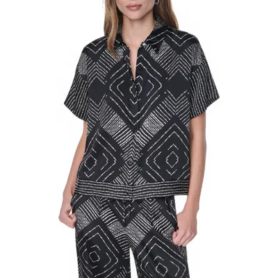 Dkny Scarf Print Button Front Shirt In Multi
