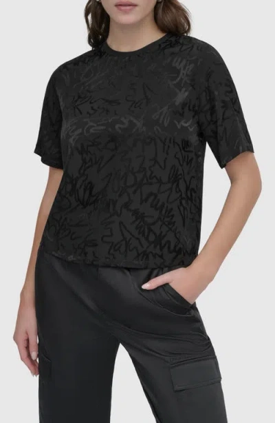 Dkny Scribble Logo Jacquard Top In Black
