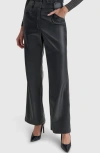 DKNY DKNY SEAM DETAIL WIDE LEG FAUX LEATHER PANTS