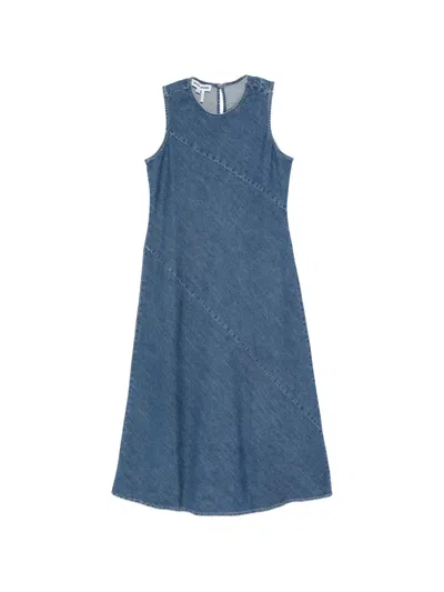 Dkny Seam-detail Sleeveless Midi Dress In Blue