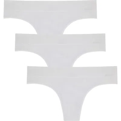 Dkny Seamless Litewear 3-pack Thongs In Pop White