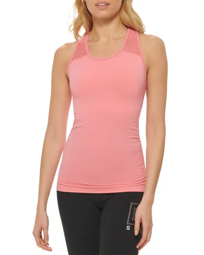 Dkny Seamless Racerback Ruched Tank In Pink