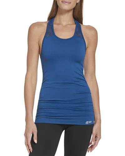 Dkny Seamless Racerback Ruched Tank In Blue