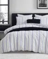 Dkny Seersucker Stripe 3 Piece Comforter Set, Full/queen In Blue