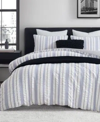 Dkny Seersucker Stripe Duvet Cover Sets In Blue