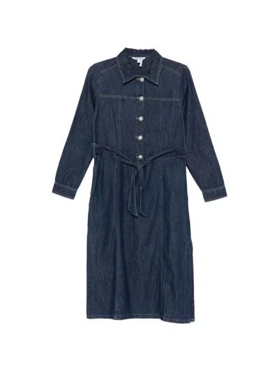 Dkny Self Belt Midi Dress In Multi