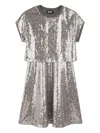 Dkny Sequin-embellished Dress In Gray