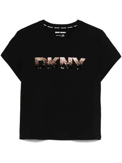 Dkny Sequin-embellished T-shirt In ブラック