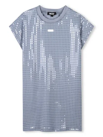 Dkny Kids' Sequin-embellished T-shirt Dress In Blue