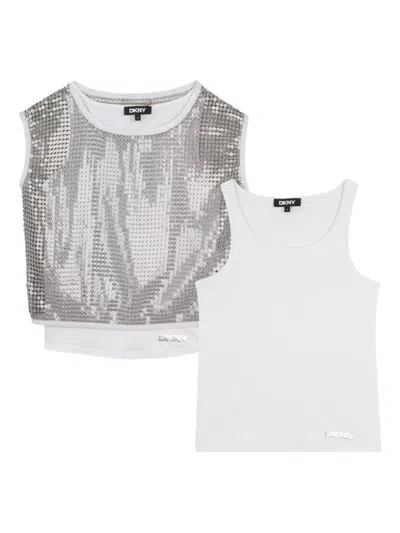 Dkny Kids' Sequin-embellished Top In Multi