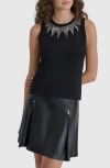 Dkny Sequin Knit Tank In Black/silver
