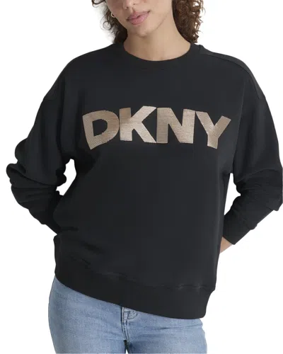 Dkny Sequin Logo Sweatshirt In Black