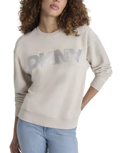 Dkny Sequin Logo Sweatshirt In Neutral