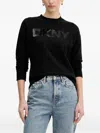 Dkny Sequin-logo Sweater In Multi
