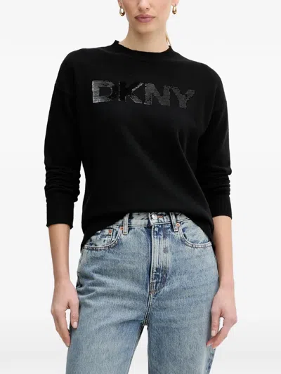 Dkny Sequin-logo Sweater In Multi