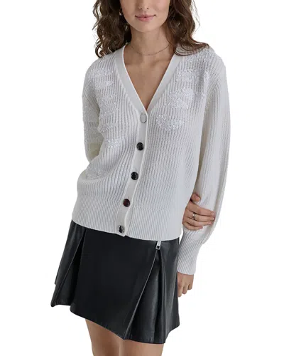Dkny Sequinned Cardigan In Ivory