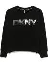 Dkny Sequinned-logo Sweatshirt In Black