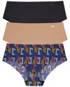 Dkny Litewear Cut Anywhere Assorted 3-pack Hipster Briefs In Black