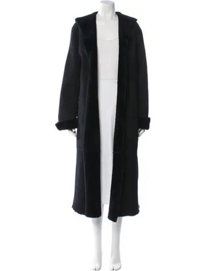 Pre-owned Dkny Shearling Fur Coat In Black