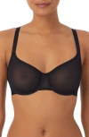 Dkny Sheem Mesh Unlined Underwire Demi Bra In Black