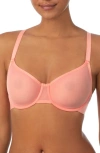 Dkny Sheem Mesh Unlined Underwire Demi Bra In Shell Pink