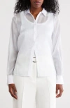 Dkny Sheer Organza Button-up Top In White