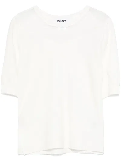 Dkny Sheer-panel T-shirt In White