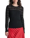 Dkny Sheer Plaid Sweater In Black