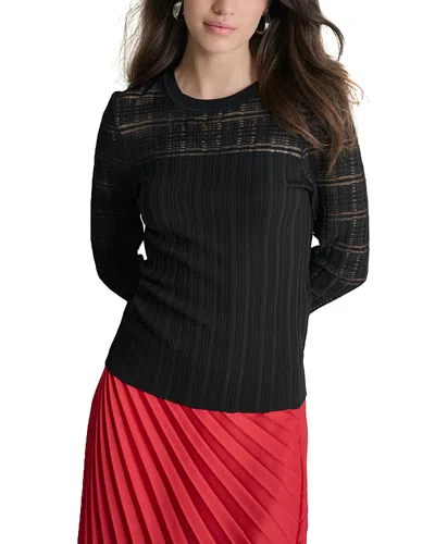 Dkny Mix Rib Sweater In Black