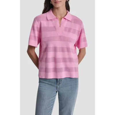 Dkny Sheer Striped Polo Sweater In Purple