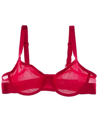 Dkny Sheers Unlined Demi Bra In Red