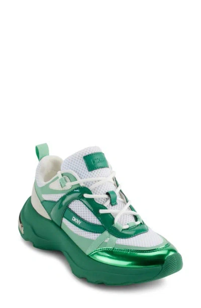 Dkny Shia Trainer In Bright White,green