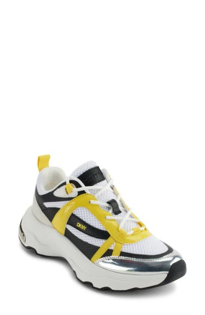 Dkny Shia Sneaker In White/ Yellow/ Black