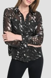 Dkny Shine Crinkle Chiffon Button-up Shirt In Multi
