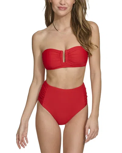 Dkny Shirred Bikini Set In Red