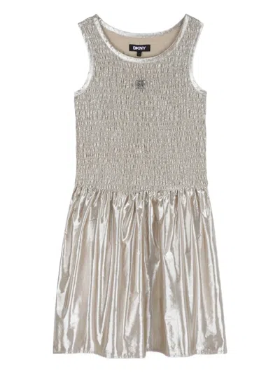 Dkny Kids' Shirred Dress In Gold
